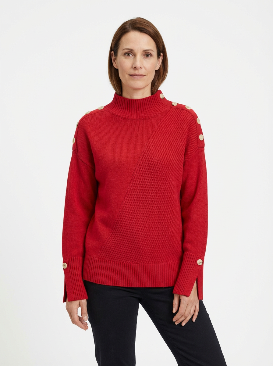 Pullover Women Oversized Ribbed High Neck Relaxed Fit