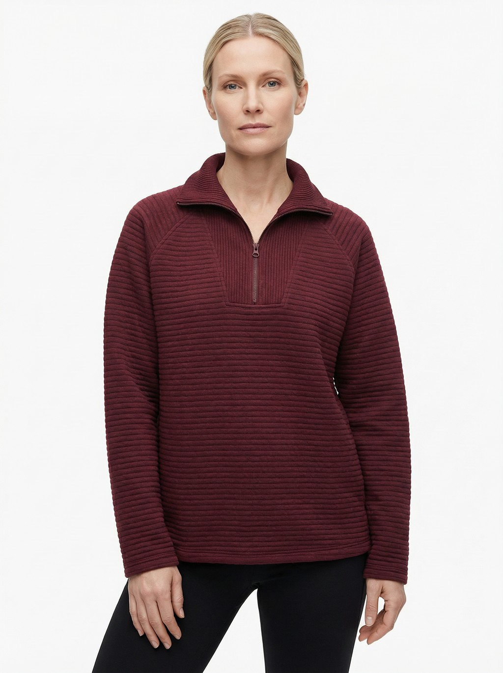 Sweater Women V‑Neck Zip Front Classic Silhouette