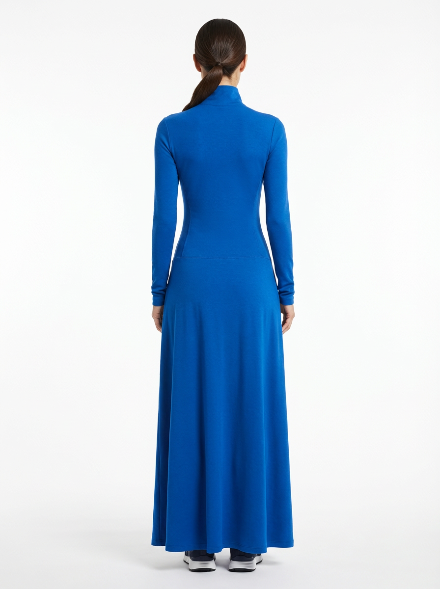 Dress Maxi Women Zipper Half-High Collar Loose Sport Style