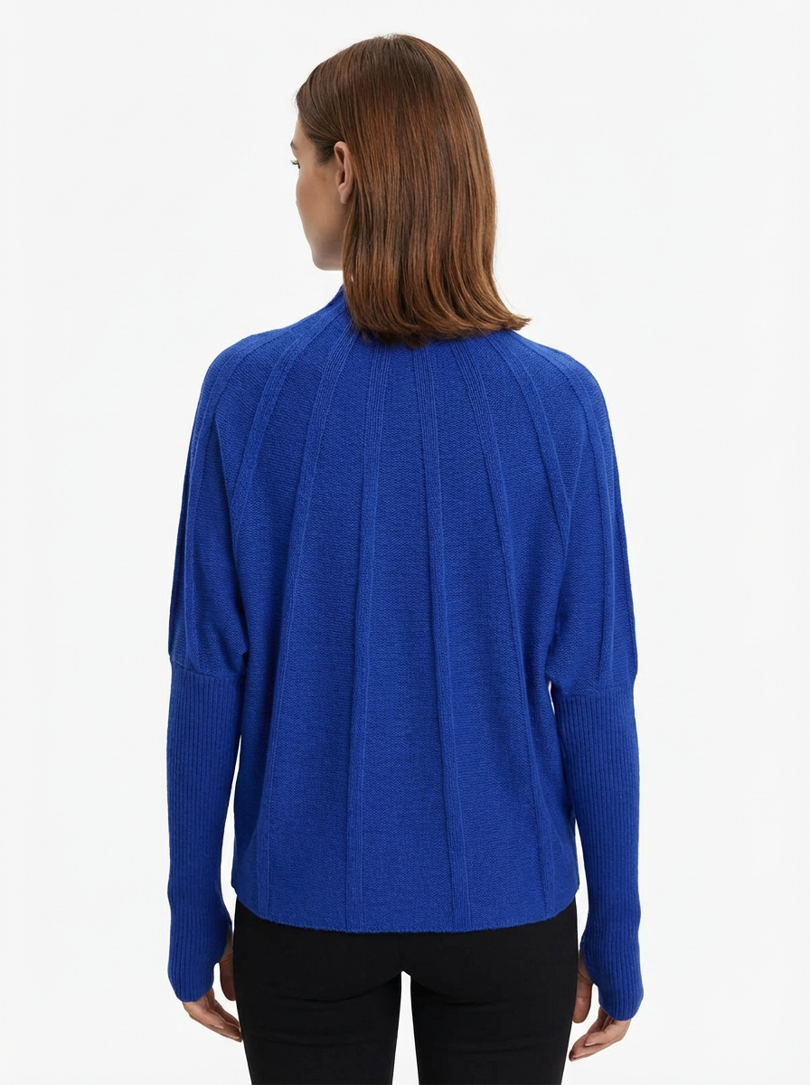 Sweater Women Ribbed Sunburst Pattern Relaxed Fit