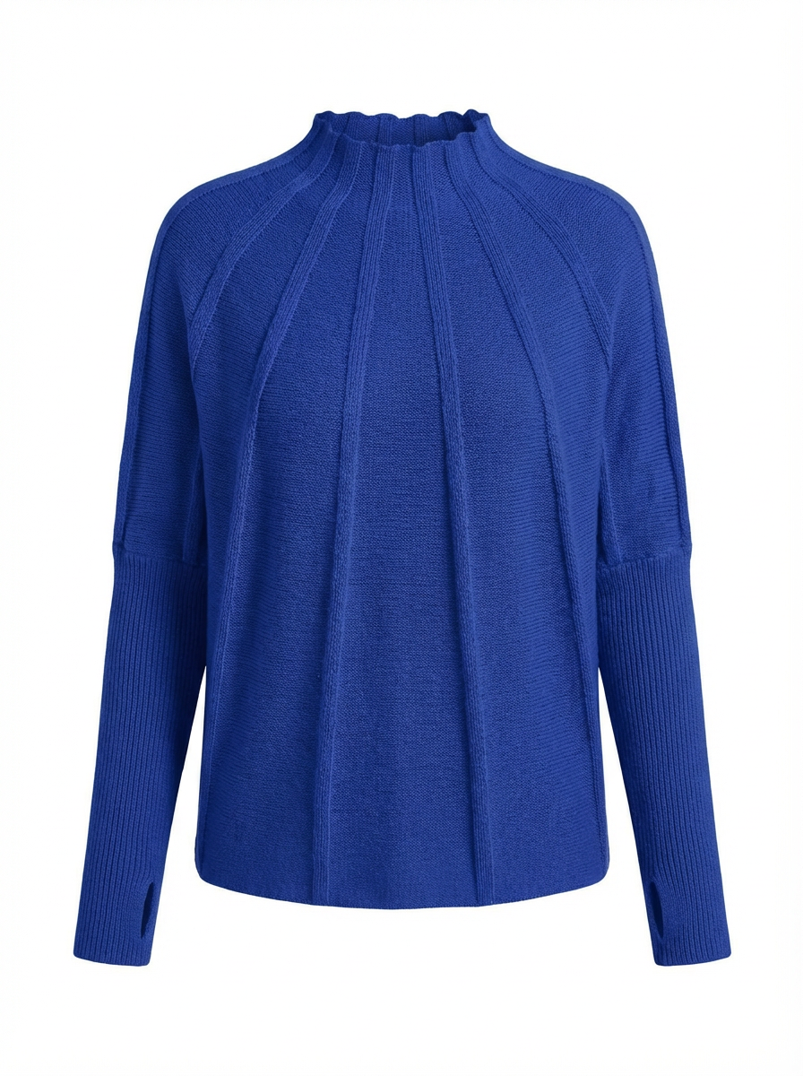 Sweater Women Ribbed Sunburst Pattern Relaxed Fit