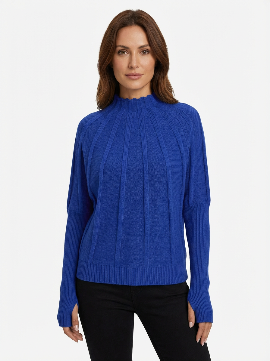 Sweater Women Ribbed Sunburst Pattern Relaxed Fit