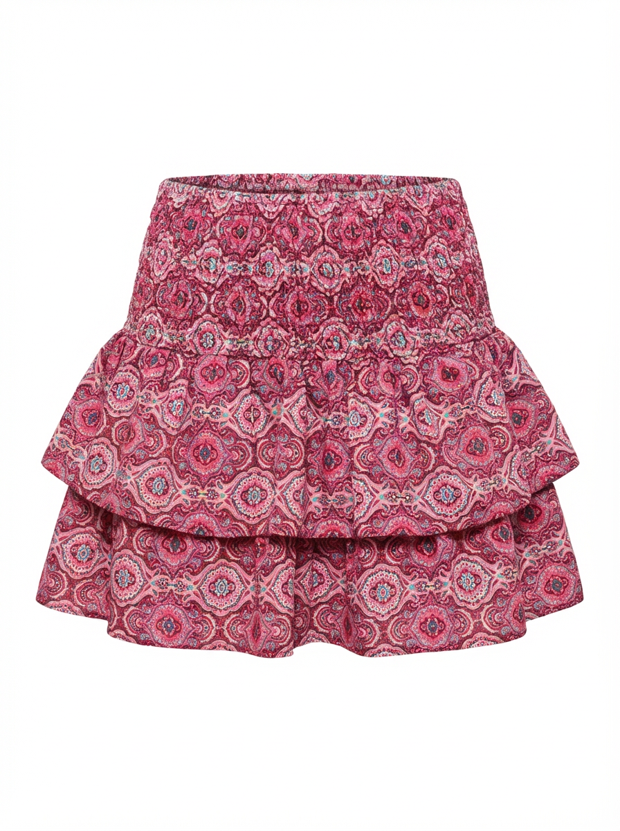 Mini Skirt Women Smocked Waist Volant Detail A-Line