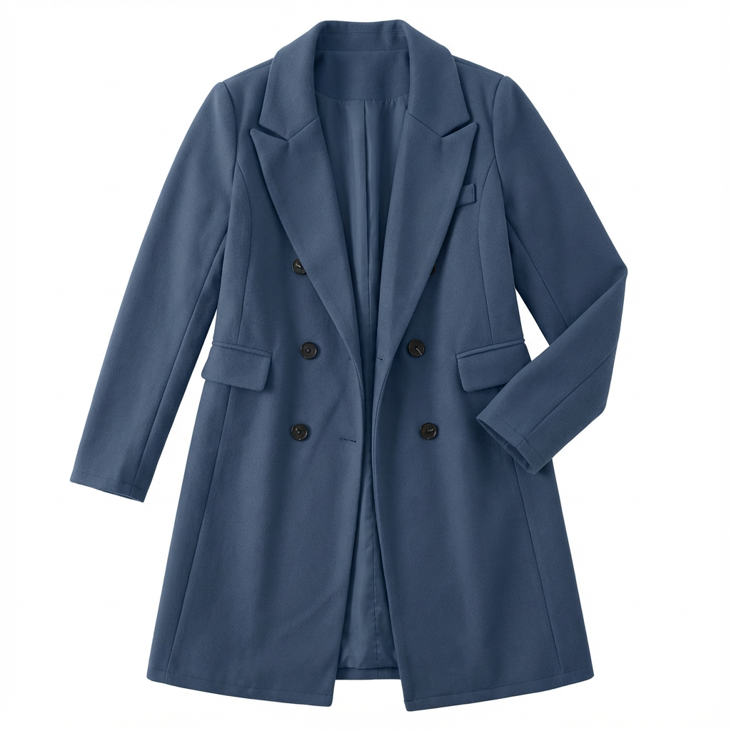 Coat Women Long Lapel Double-Breasted Outerwear