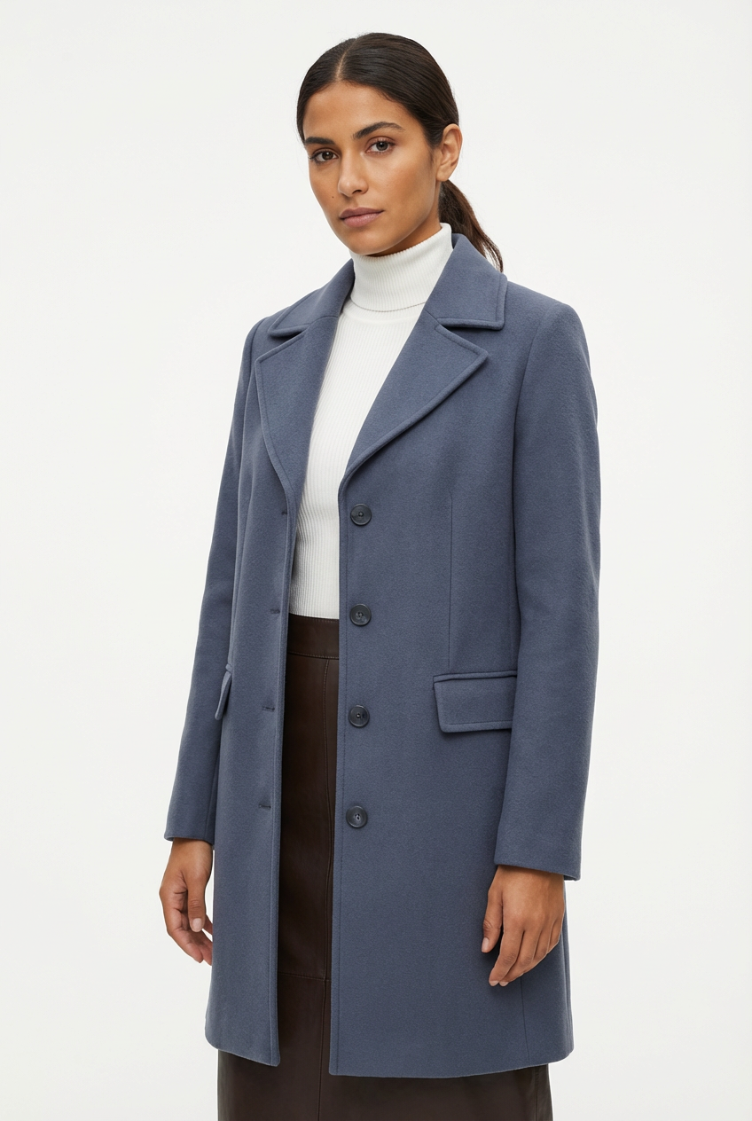 Coat Women Long Lapel Double-Breasted Outerwear