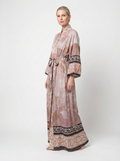Long Kimono Women Floral Print Tie Belt Relaxed Fit