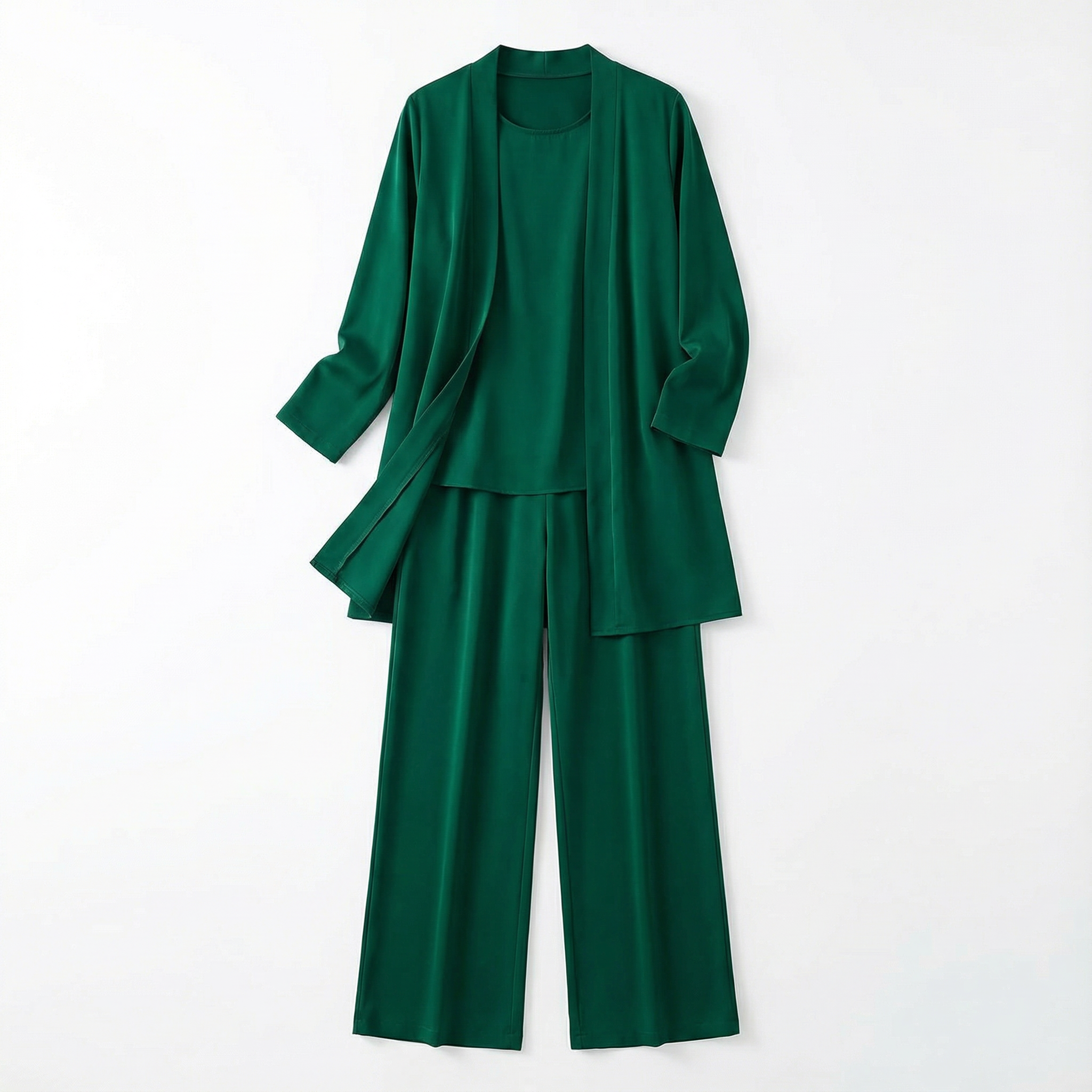 Three‑Piece Pantsuit Women Relaxed Fit Jacket Top & Trousers