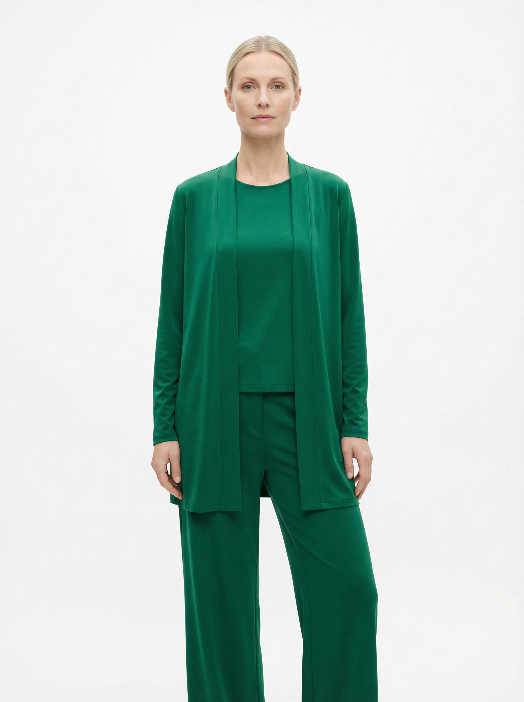 Three‑Piece Pantsuit Women Relaxed Fit Jacket Top & Trousers
