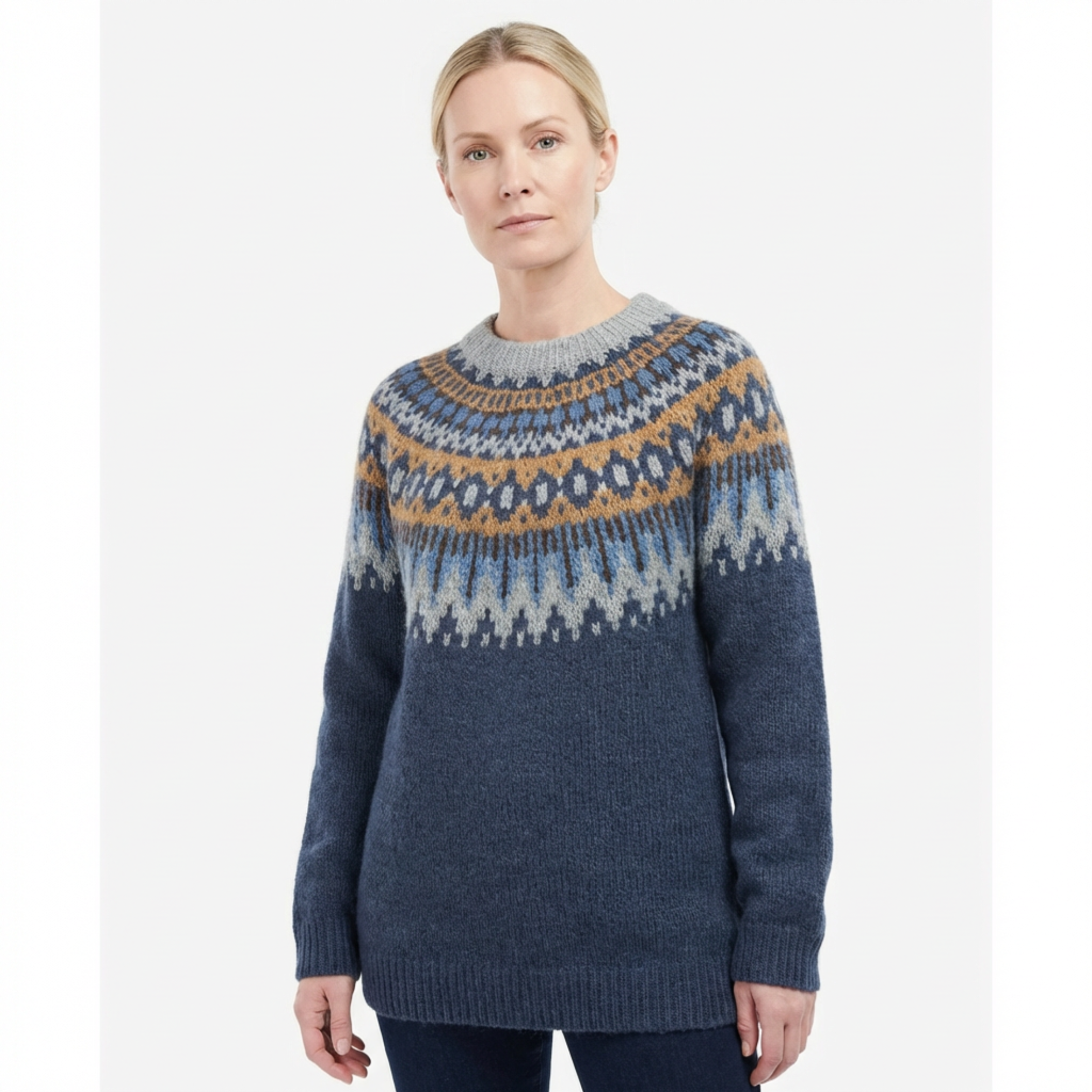 Sweater Women Nordic Pattern Knitted Relaxed Fit