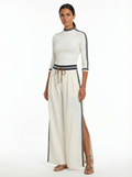 Two-Piece Set Women Long Sleeve Half-High Neck Top & Wide-Leg Pants