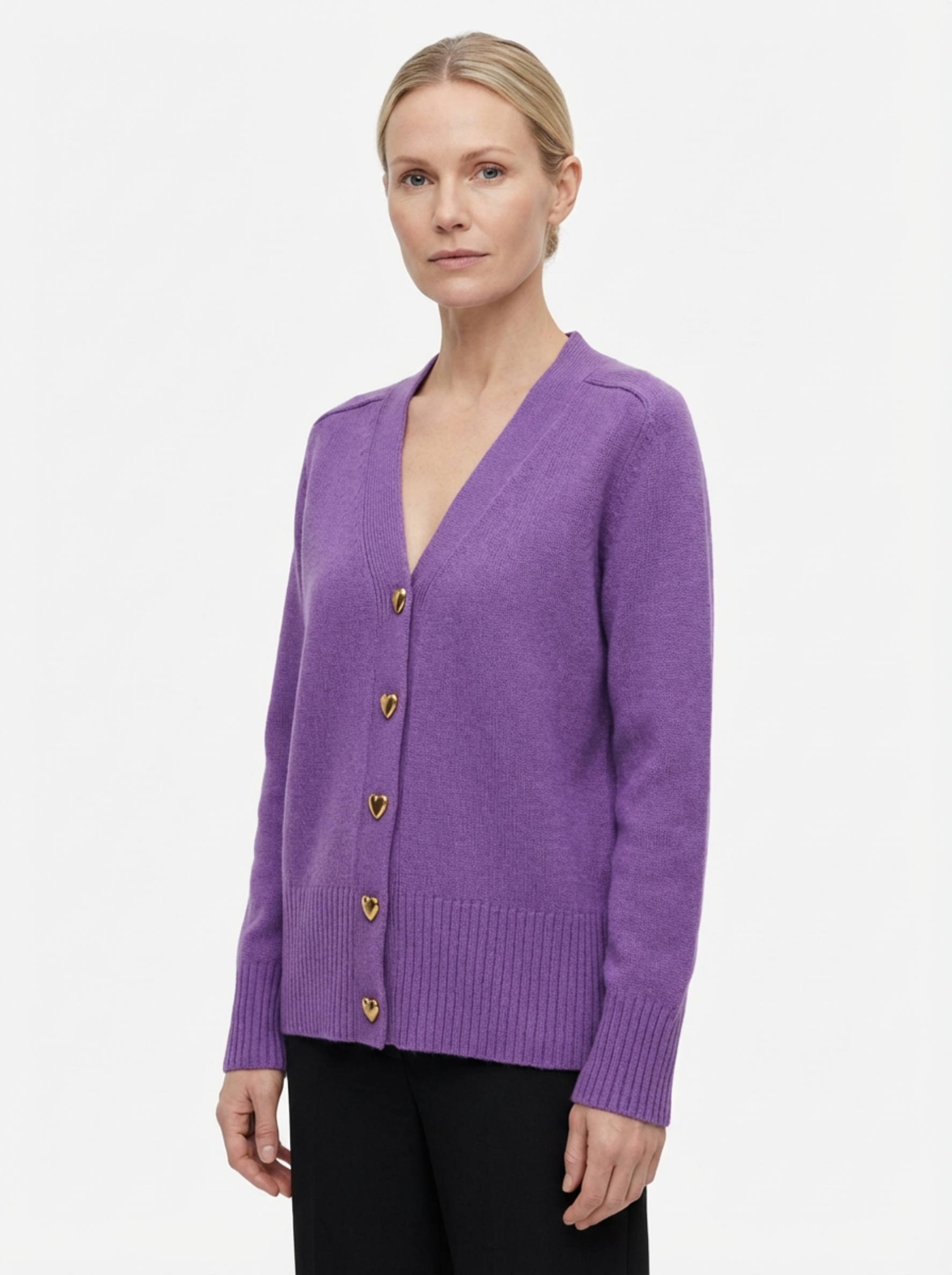 Cardigan Women Knitted Button Front Hip-Length