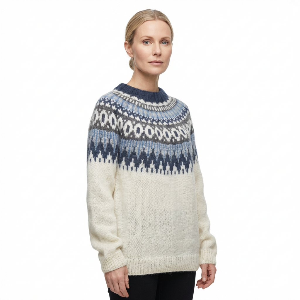 Sweater Women Nordic Pattern Knitted Relaxed Fit
