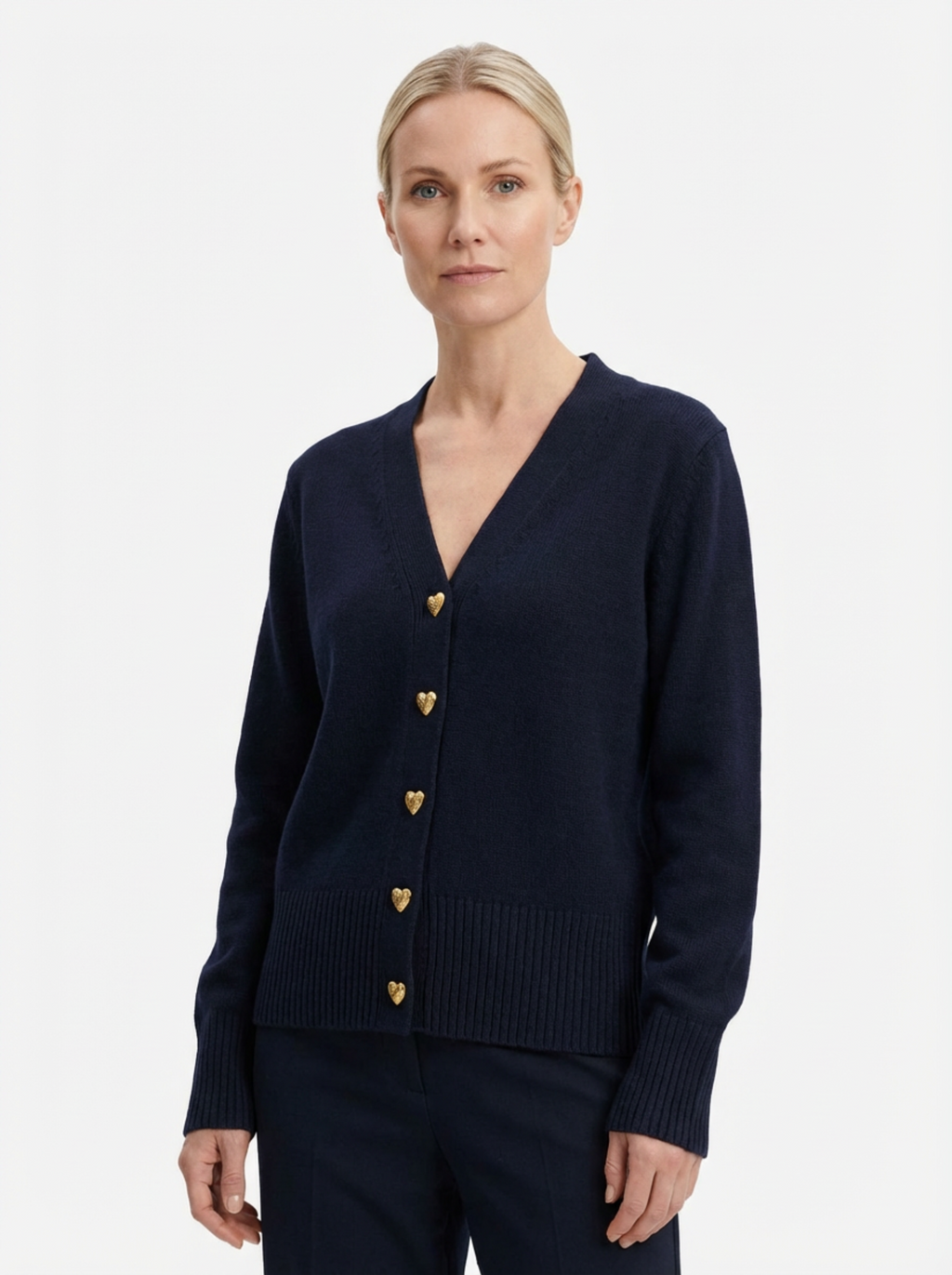 Cardigan Women Knitted Button Front Hip-Length