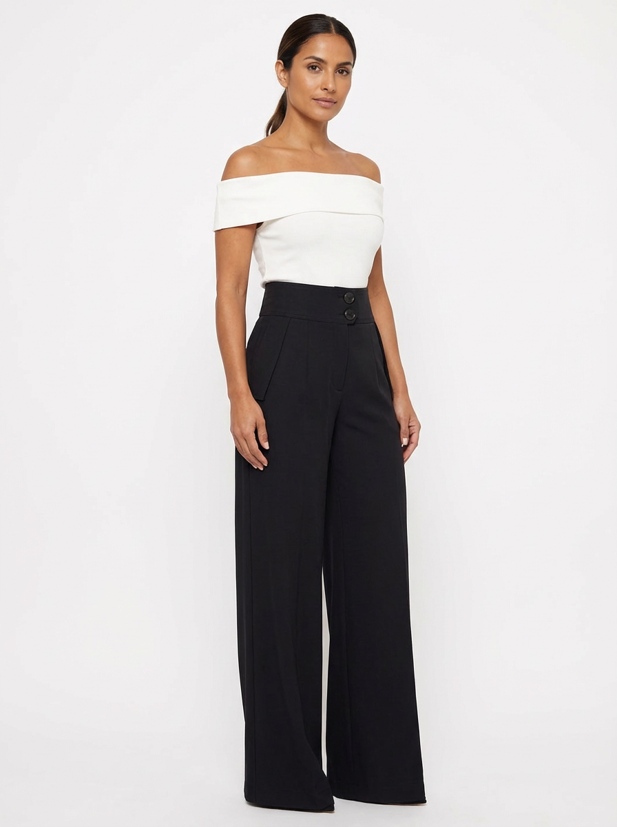 Pants Women Wide-Leg High-Rise Tailored Fit