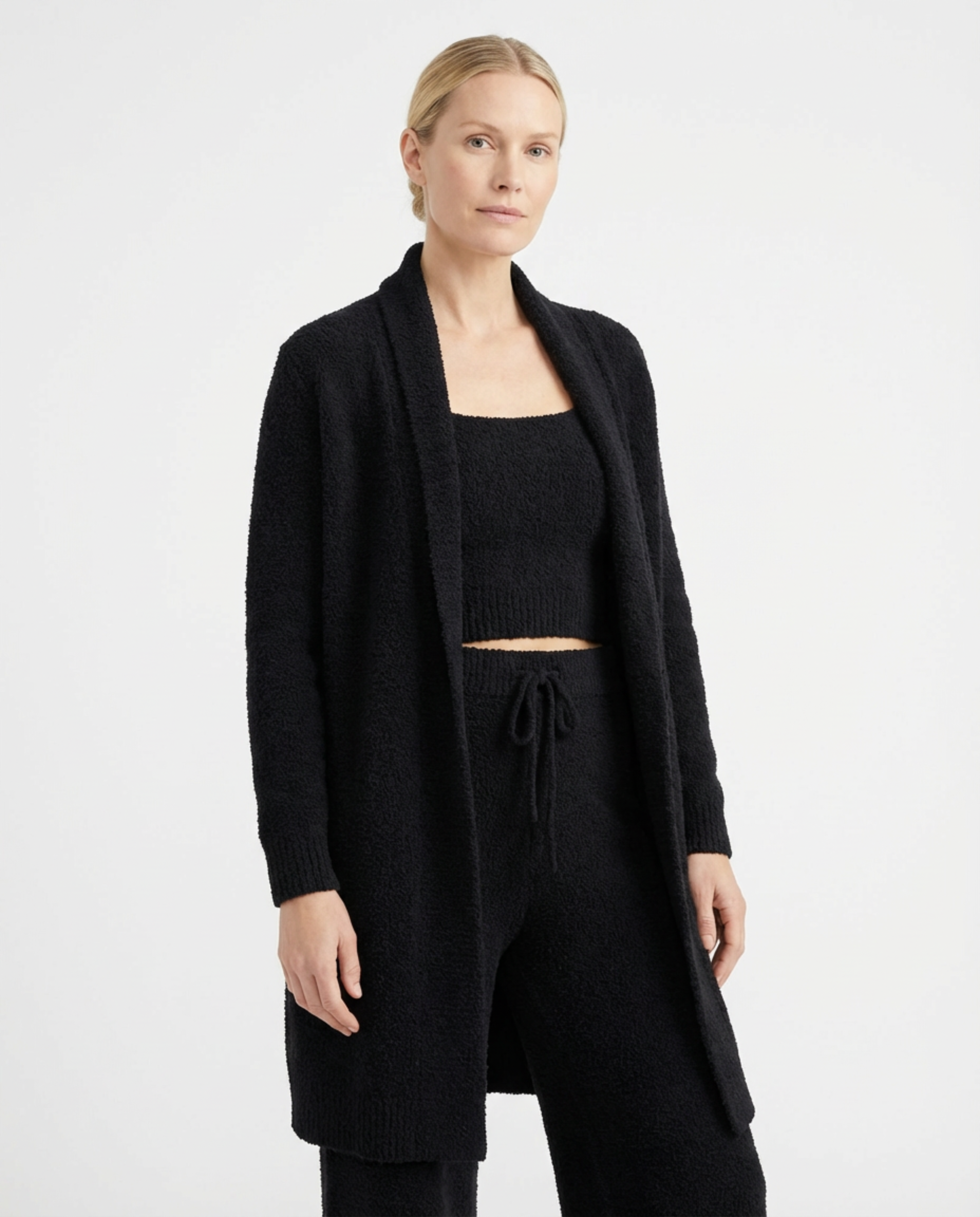 Pajama Set Women 3‑Piece Plush Homewear Set Jacket & Pants