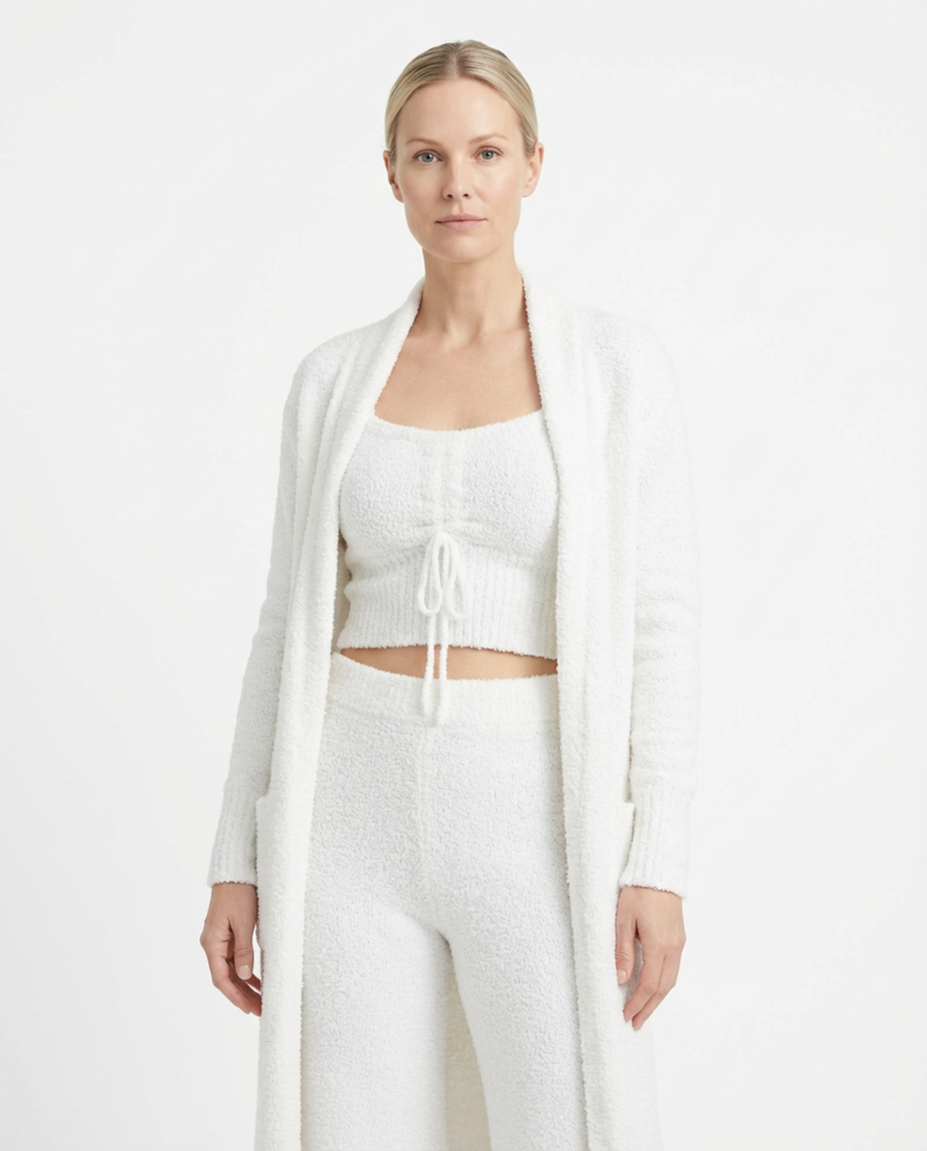 Pajama Set Women 3‑Piece Plush Homewear Set Jacket & Pants