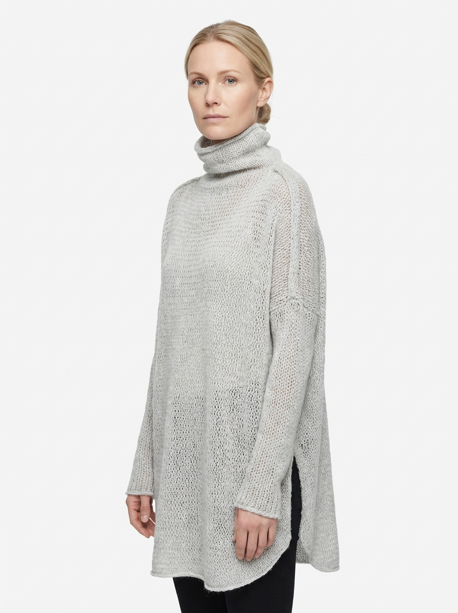 Oversized Turtleneck Sweater Women Loose Fit Hip-Length