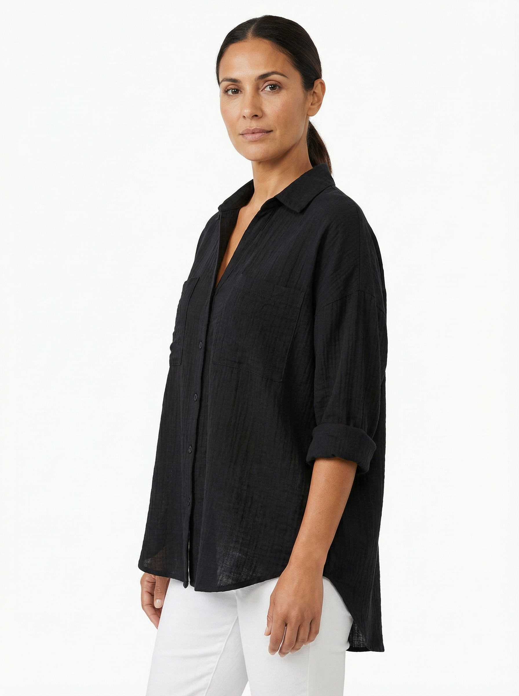 Blouse Women Front Button Closure Casual Fit