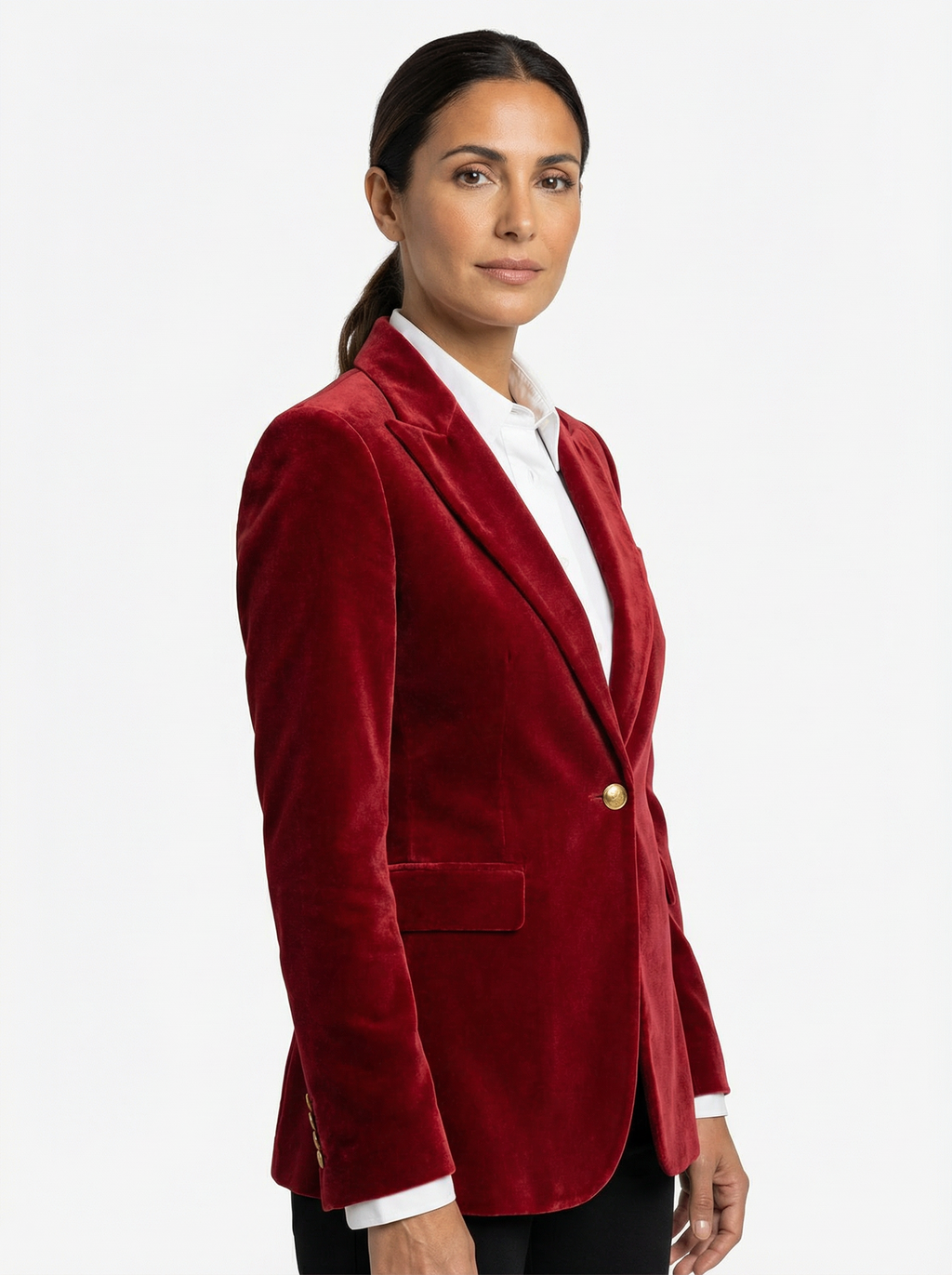 Blazer Women Tailored Fit Classic Lapel Gold Button Details