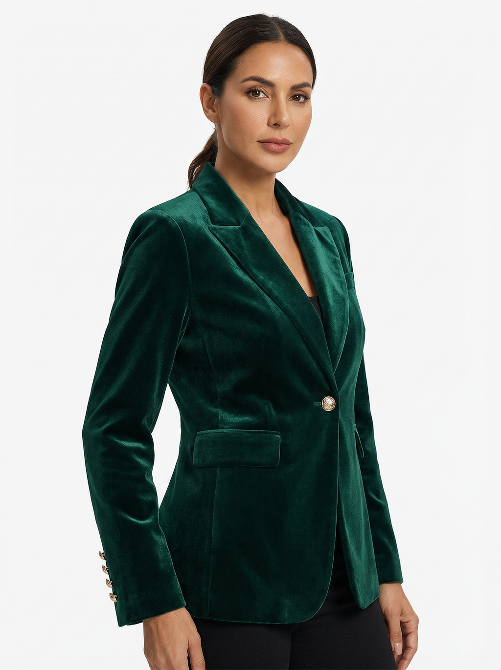 Blazer Women Tailored Fit Classic Lapel Gold Button Details