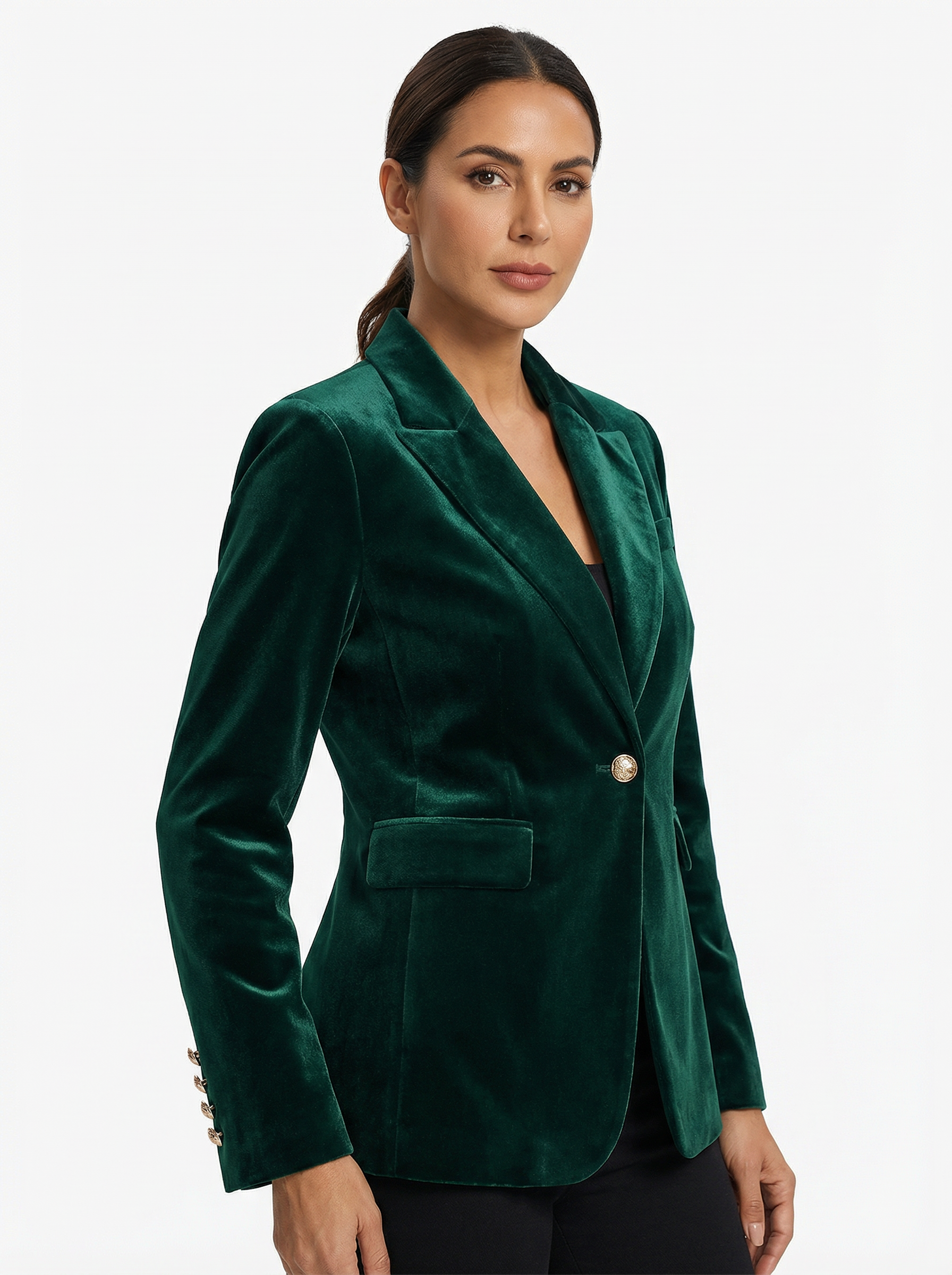 Blazer Women Tailored Fit Classic Lapel Gold Button Details