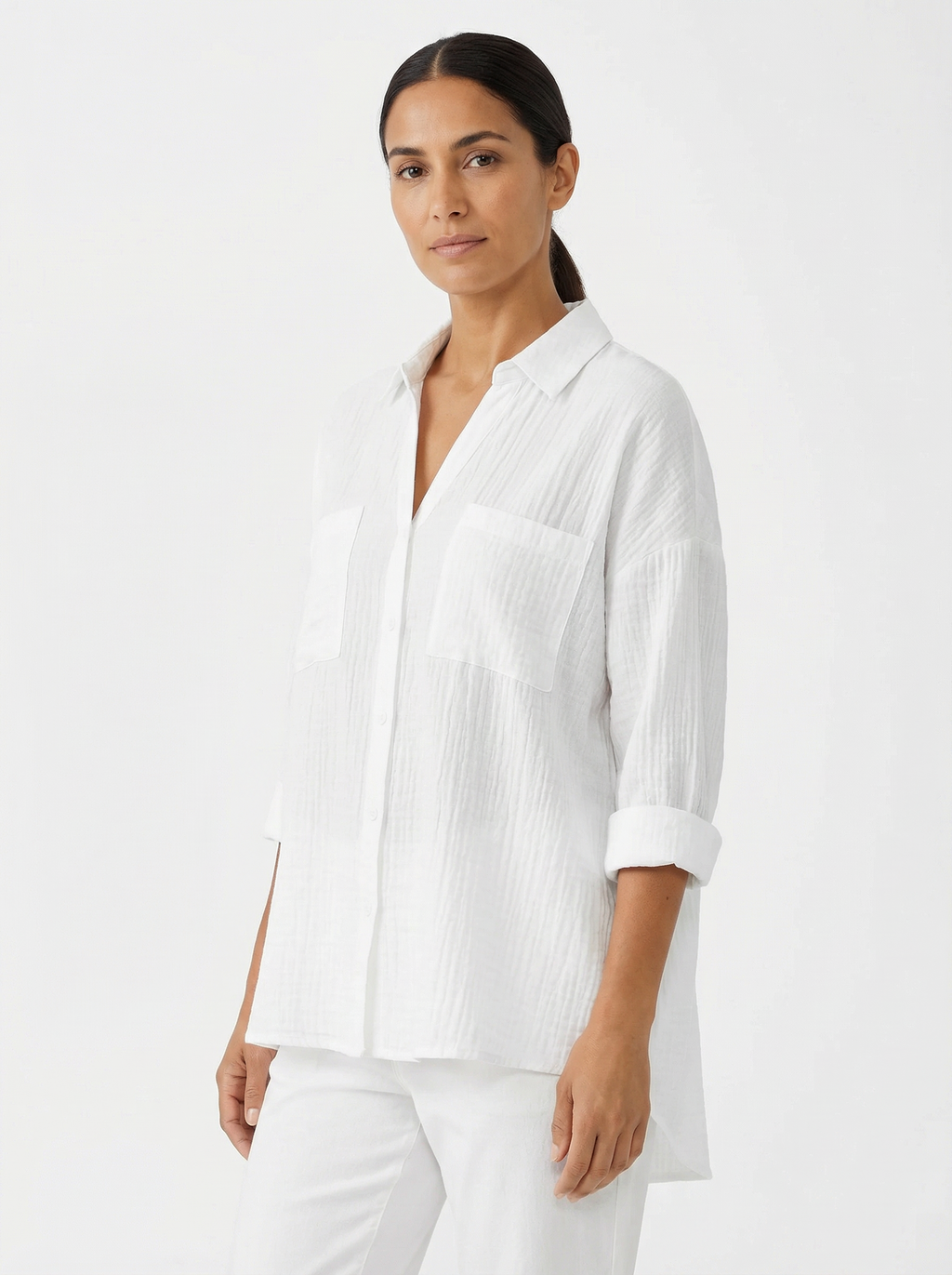 Blouse Women Front Button Closure Casual Fit