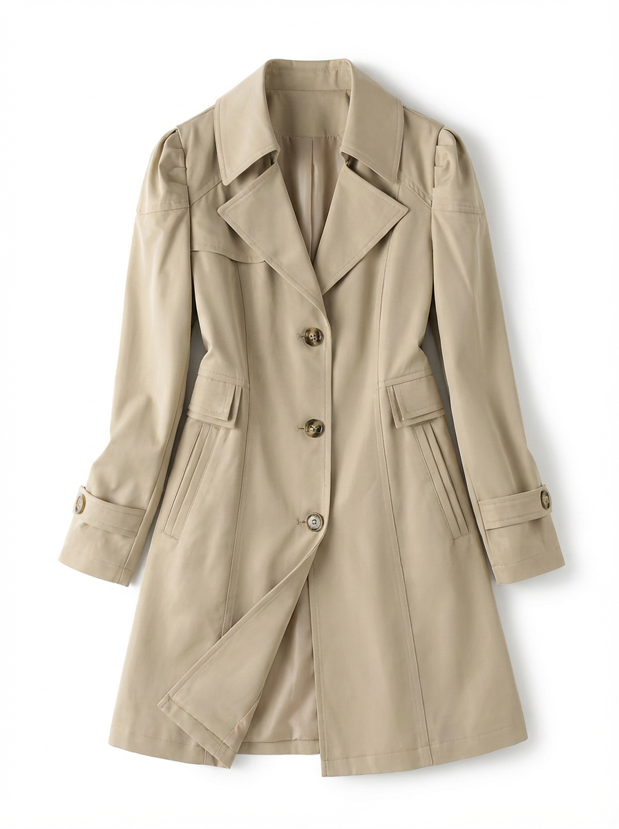 Overcoat Women Open Collar Relaxed Fit Trench‑Inspired