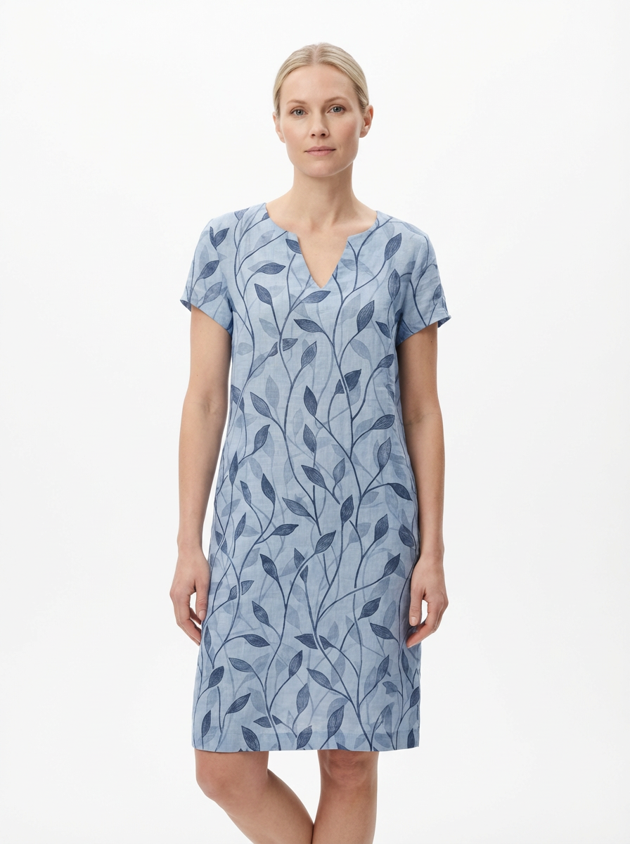 Summer Dress Women V-Neck Short Sleeve A-Line