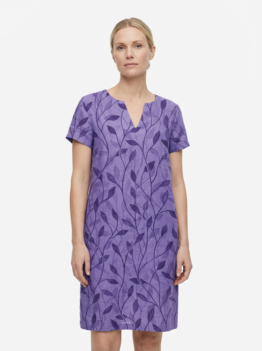 Summer Dress Women V-Neck Short Sleeve A-Line