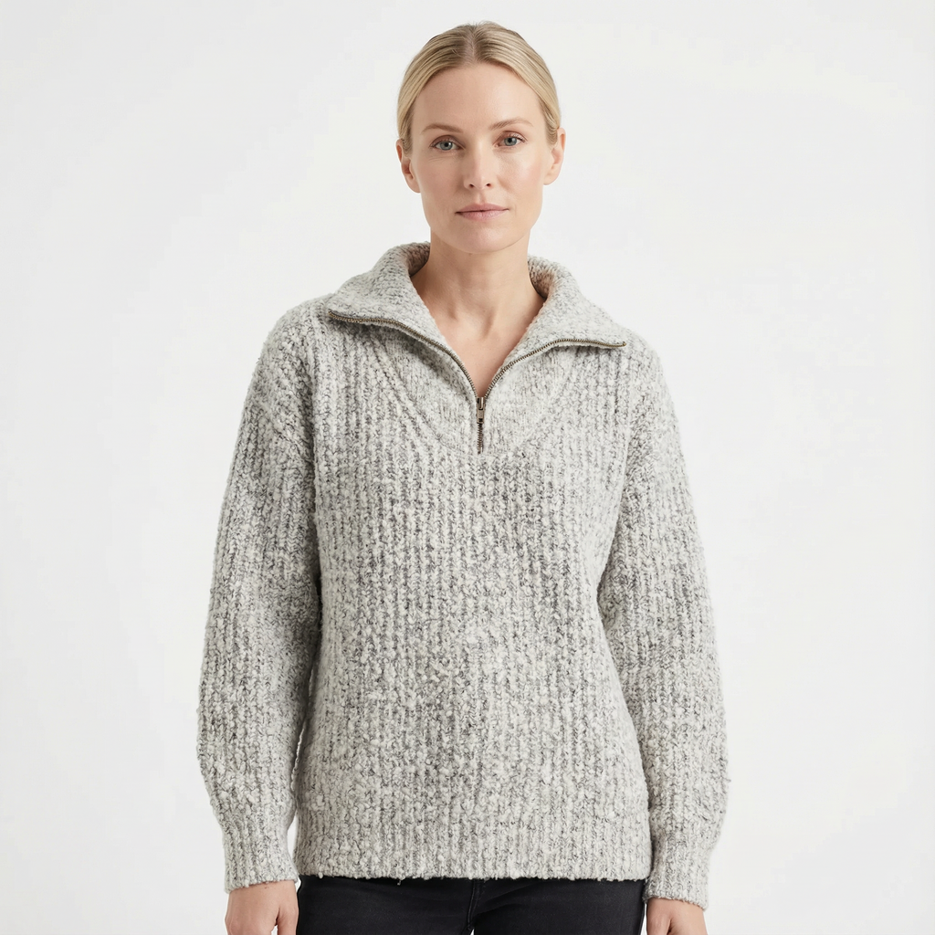Sweater Women Half-Zip Neck Long Sleeve