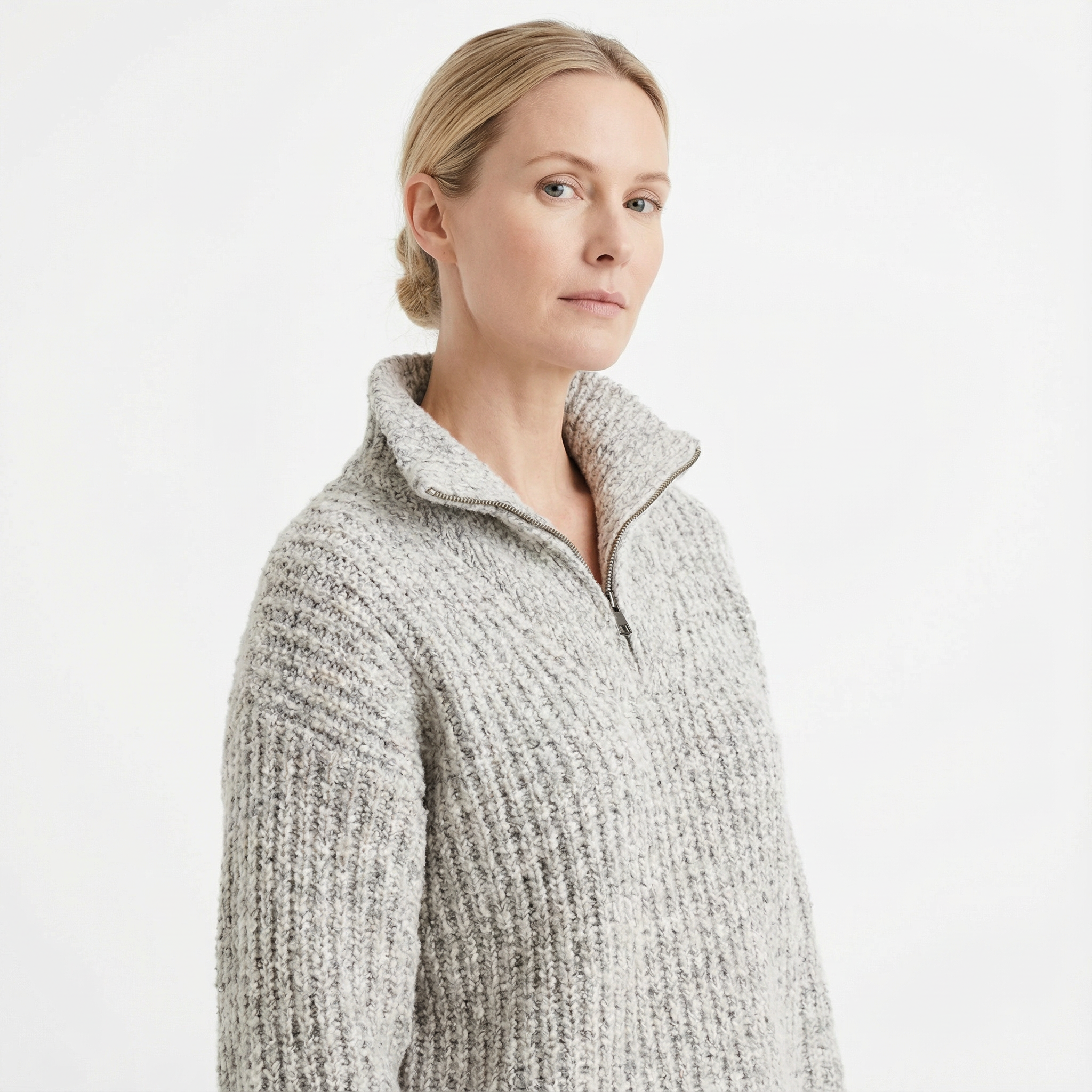 Sweater Women Half-Zip Neck Long Sleeve