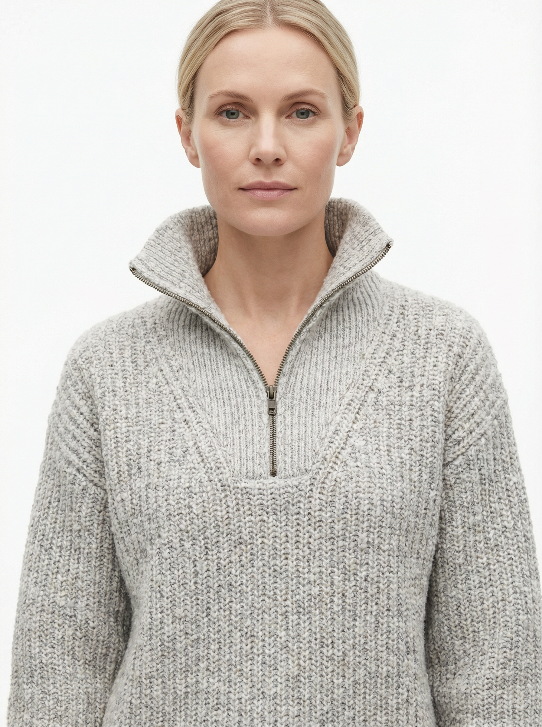 Sweater Women Half-Zip Neck Long Sleeve
