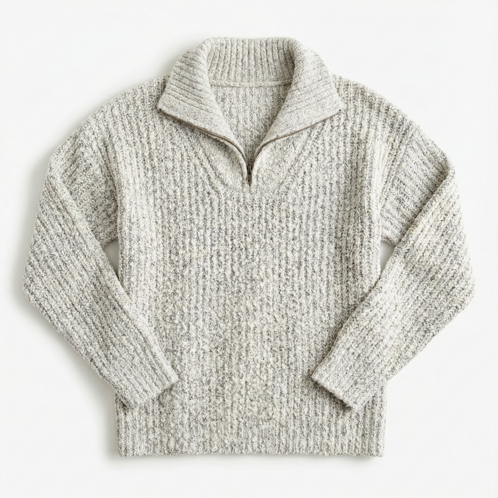 Sweater Women Half-Zip Neck Long Sleeve