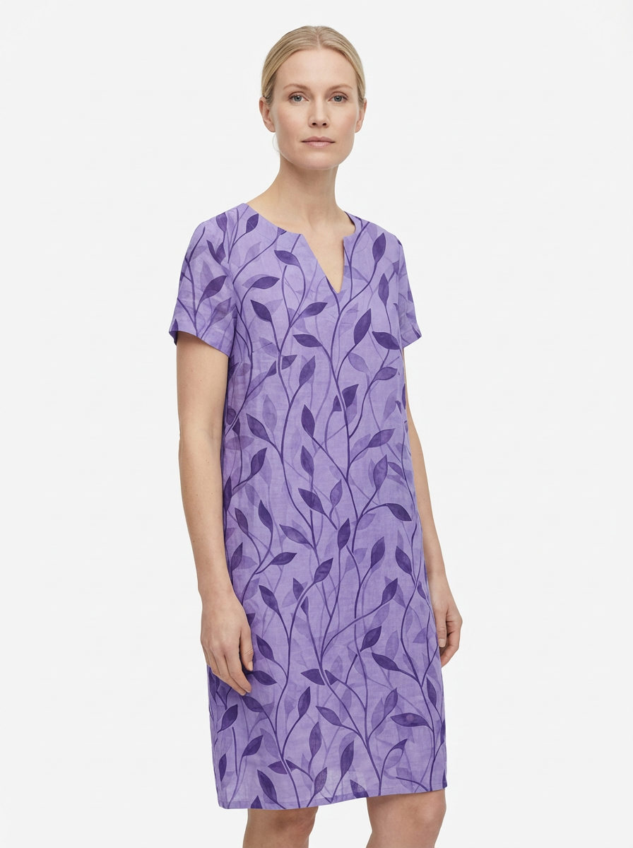 Summer Dress Women V-Neck Short Sleeve A-Line