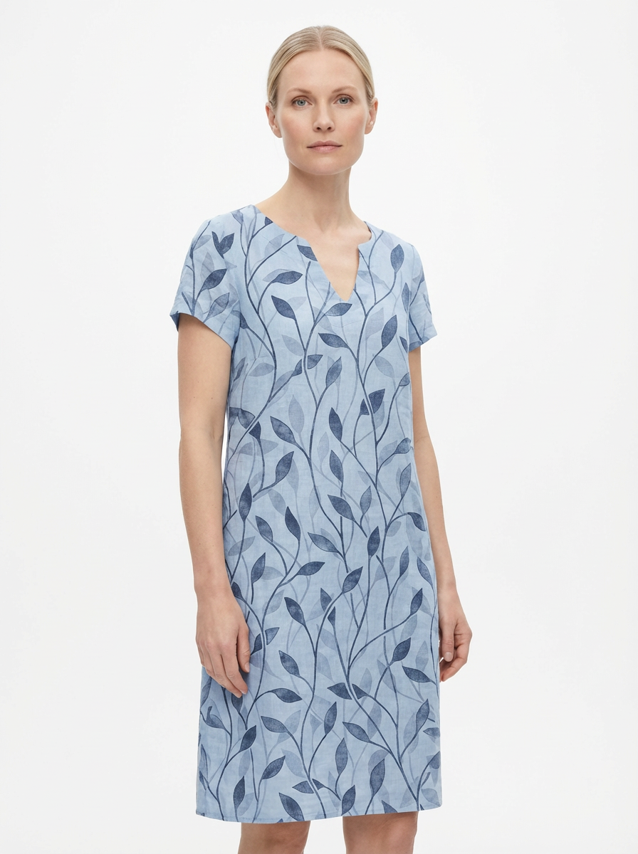 Summer Dress Women V-Neck Short Sleeve A-Line