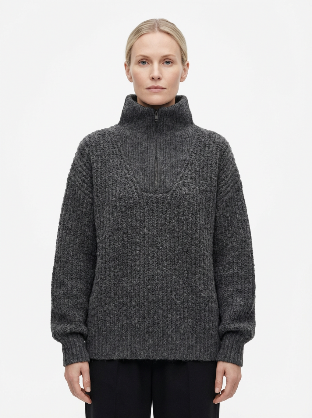 Sweater Women Half-Zip Neck Long Sleeve