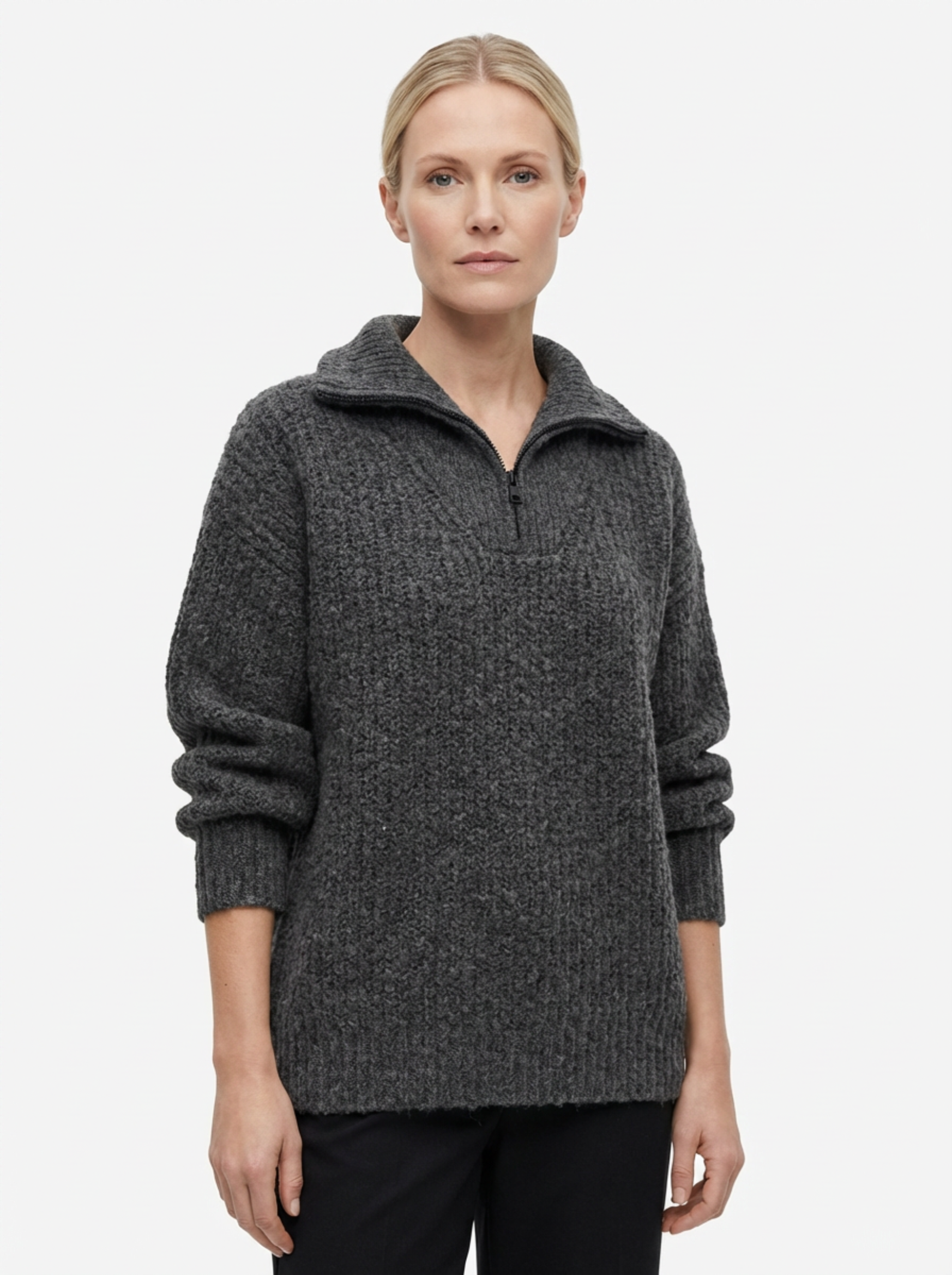 Sweater Women Half-Zip Neck Long Sleeve