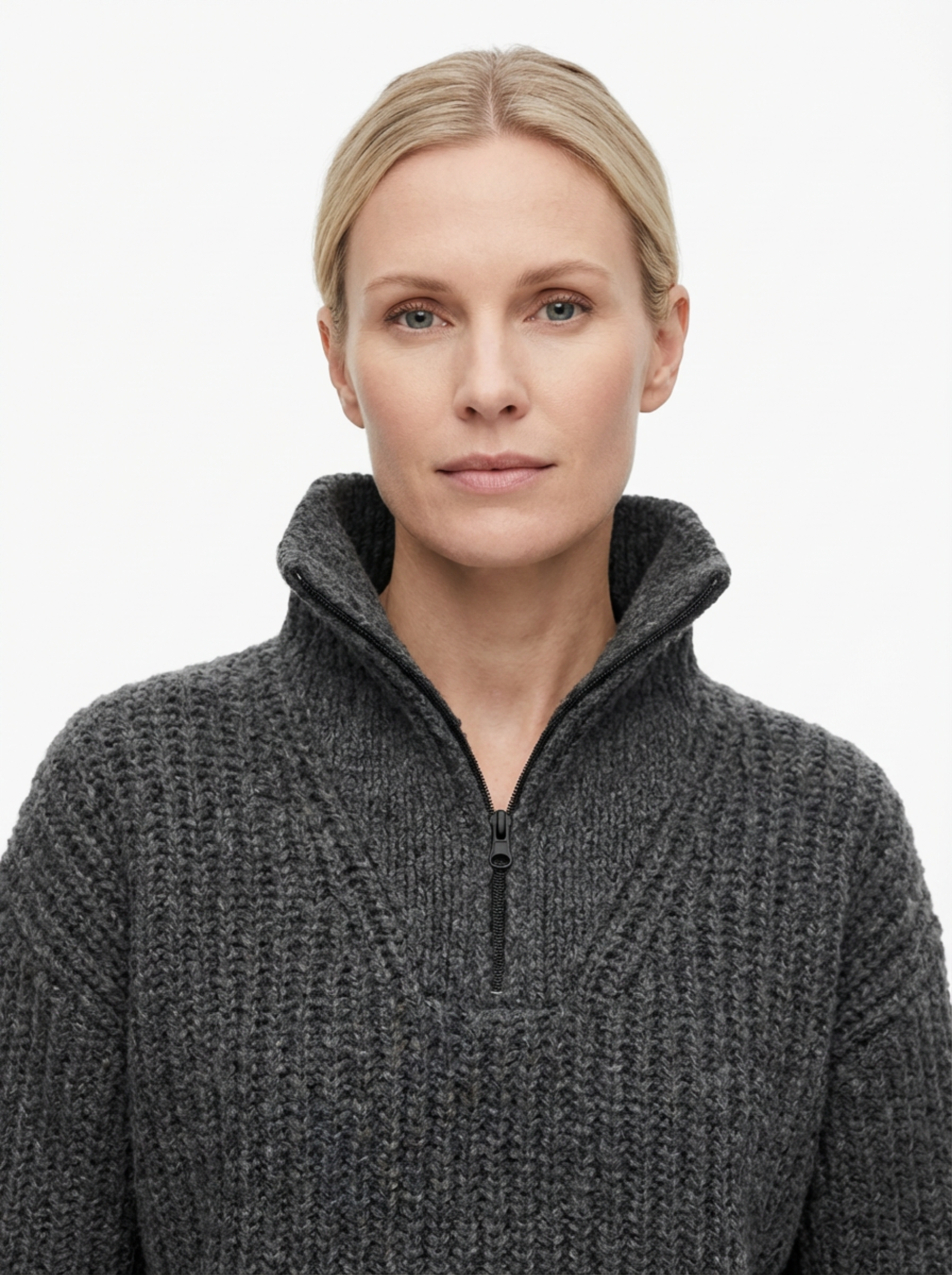 Sweater Women Half-Zip Neck Long Sleeve
