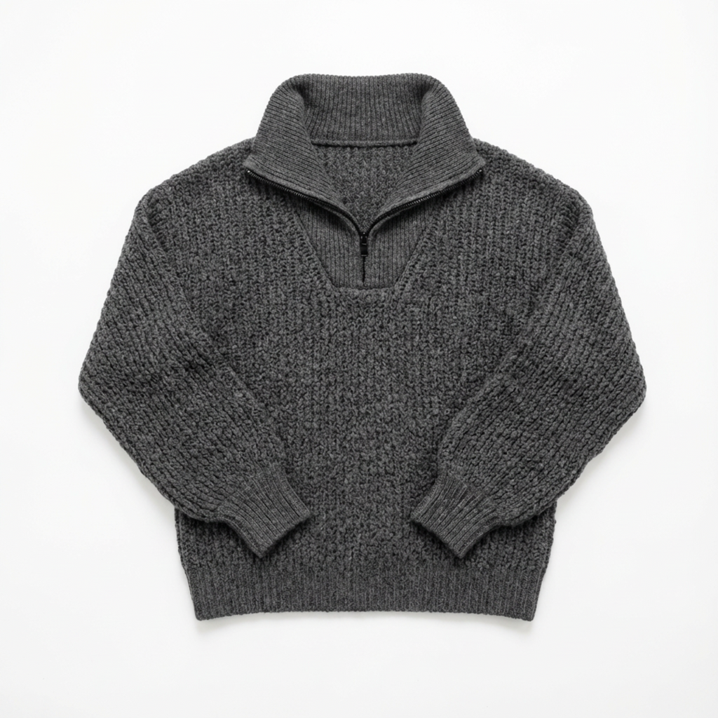 Sweater Women Half-Zip Neck Long Sleeve