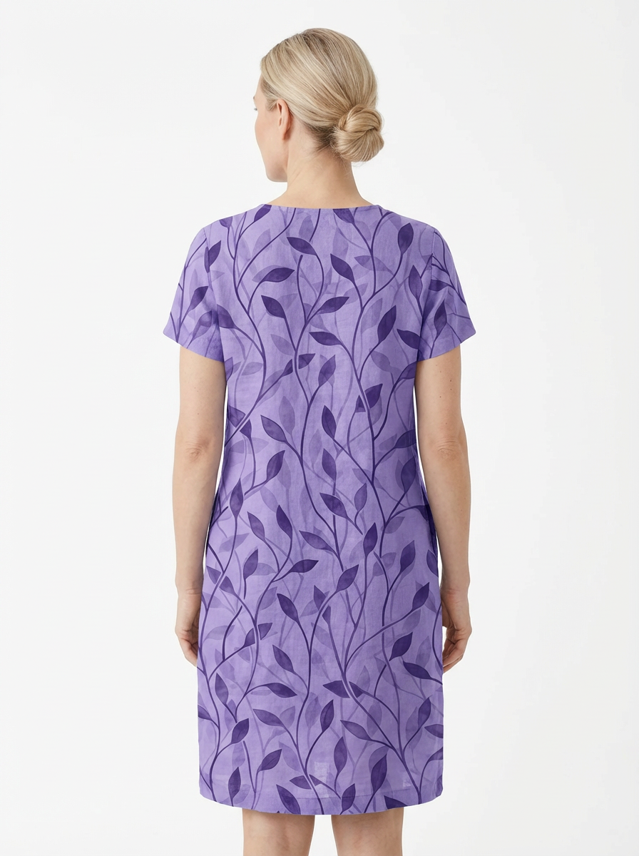 Summer Dress Women V-Neck Short Sleeve A-Line