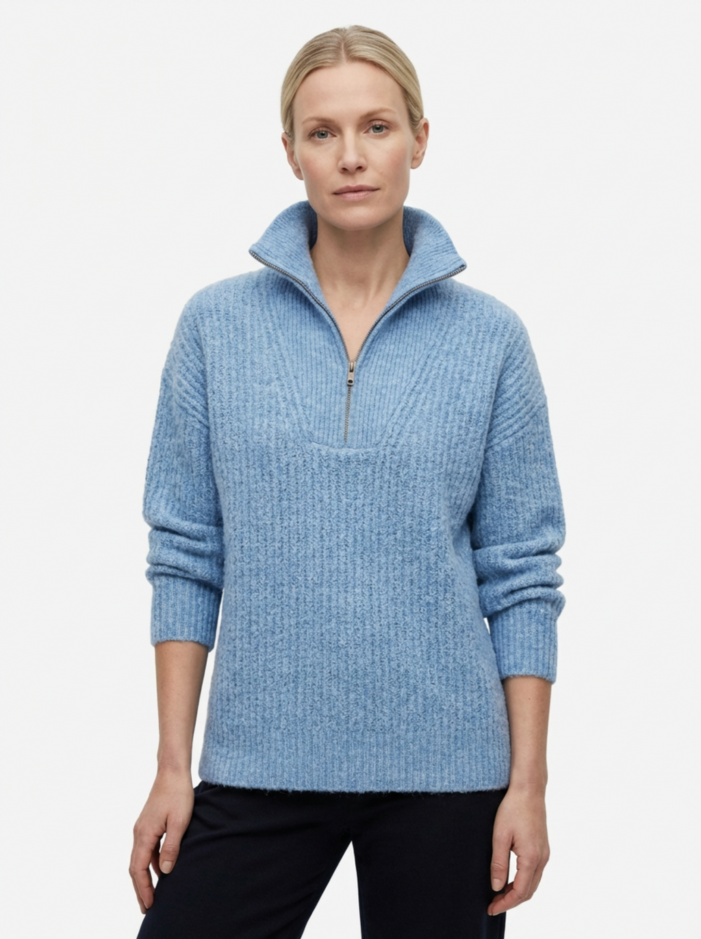 Sweater Women Half-Zip Neck Long Sleeve