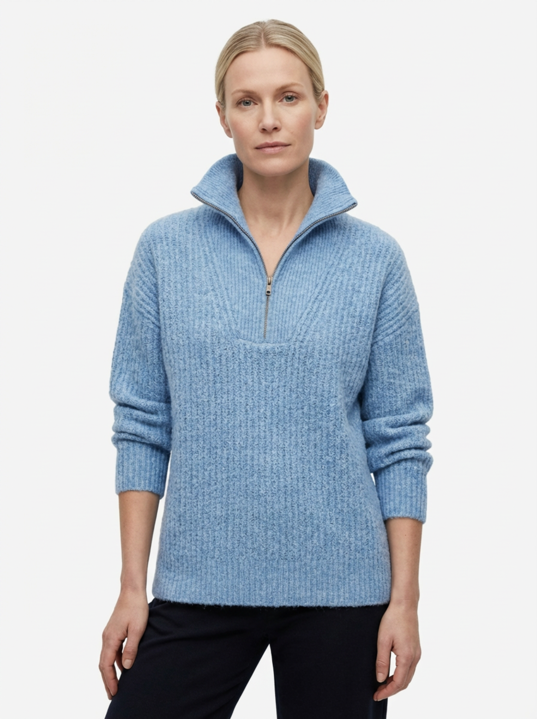 Sweater Women Half-Zip Neck Long Sleeve