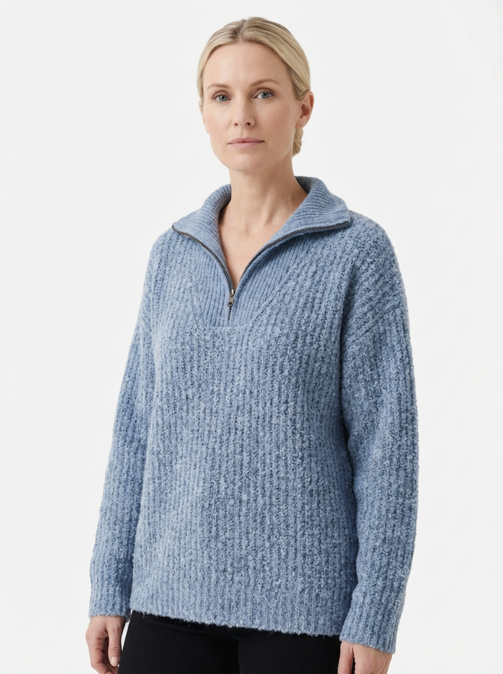 Sweater Women Half-Zip Neck Long Sleeve