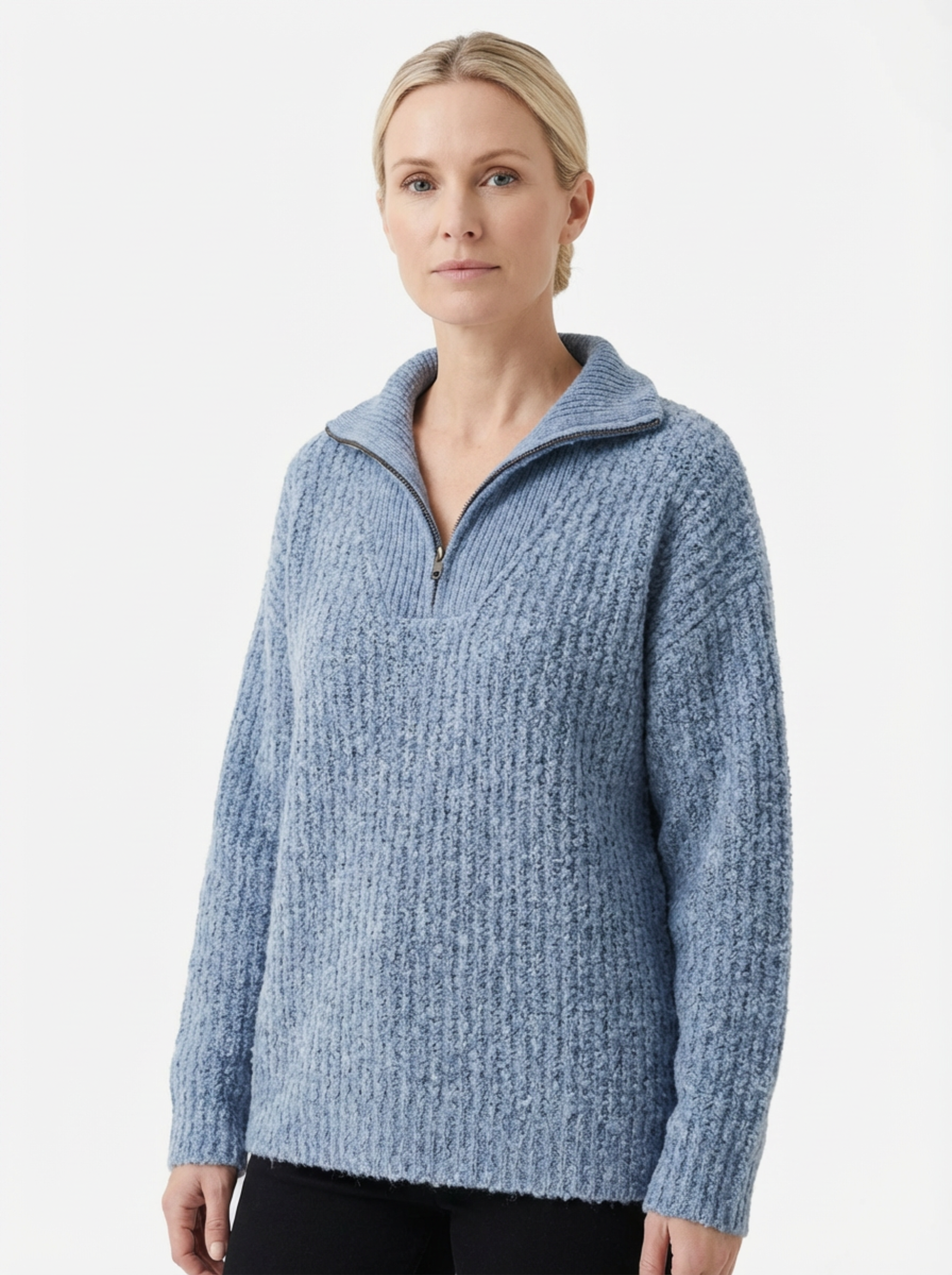 Sweater Women Half-Zip Neck Long Sleeve
