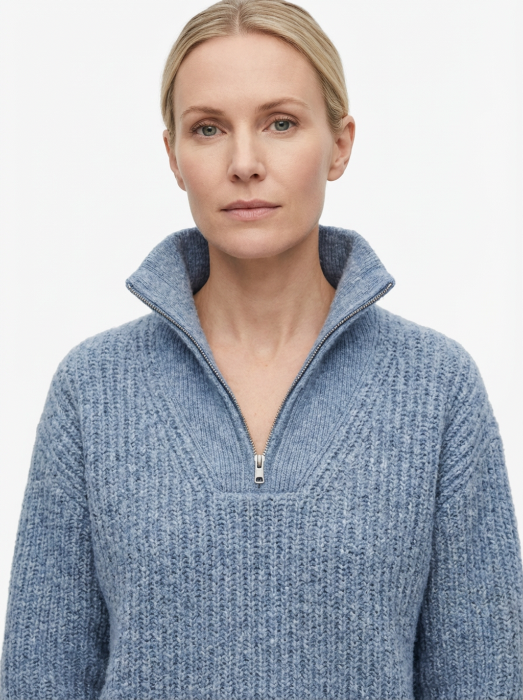 Sweater Women Half-Zip Neck Long Sleeve