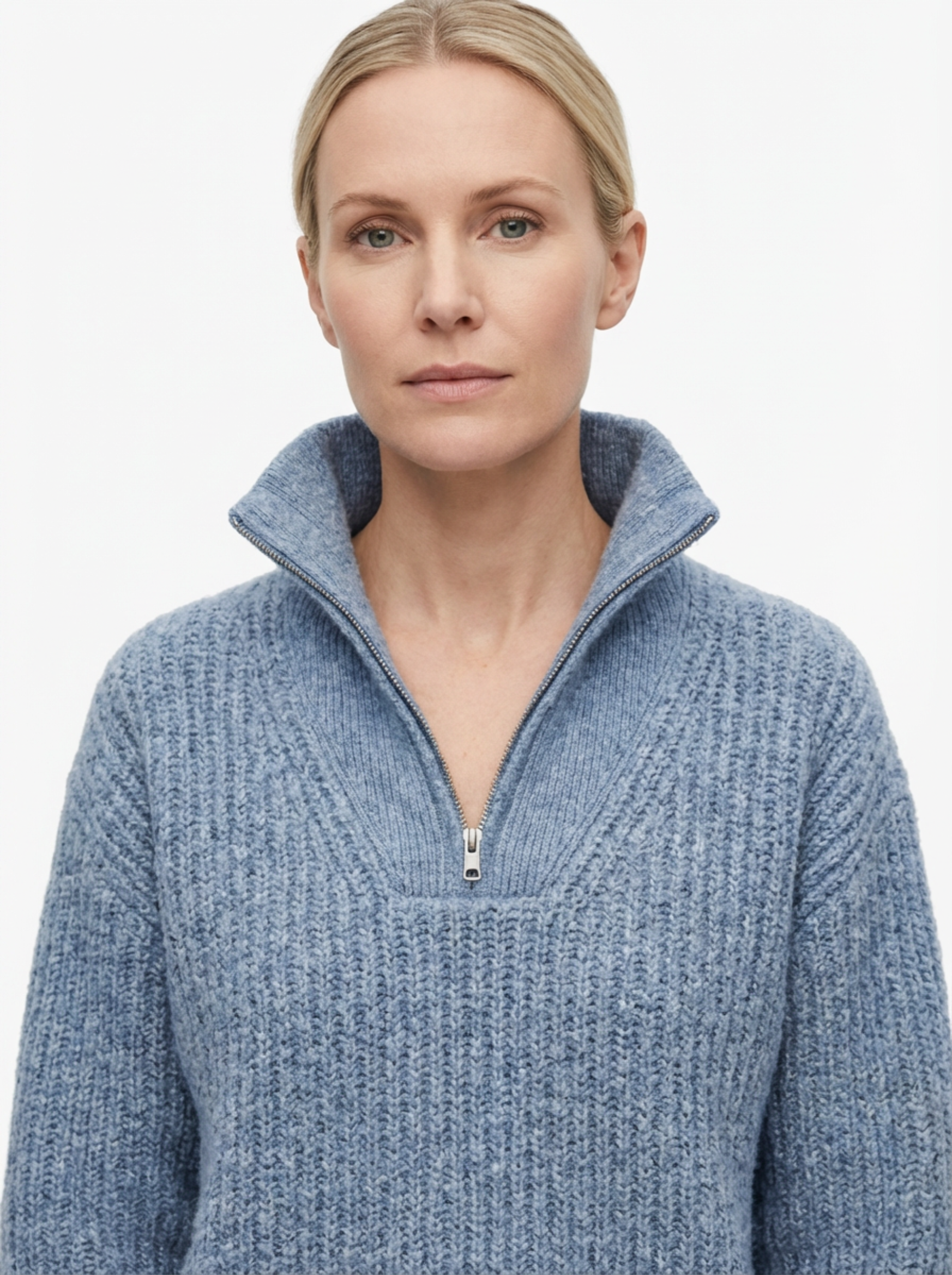 Sweater Women Half-Zip Neck Long Sleeve