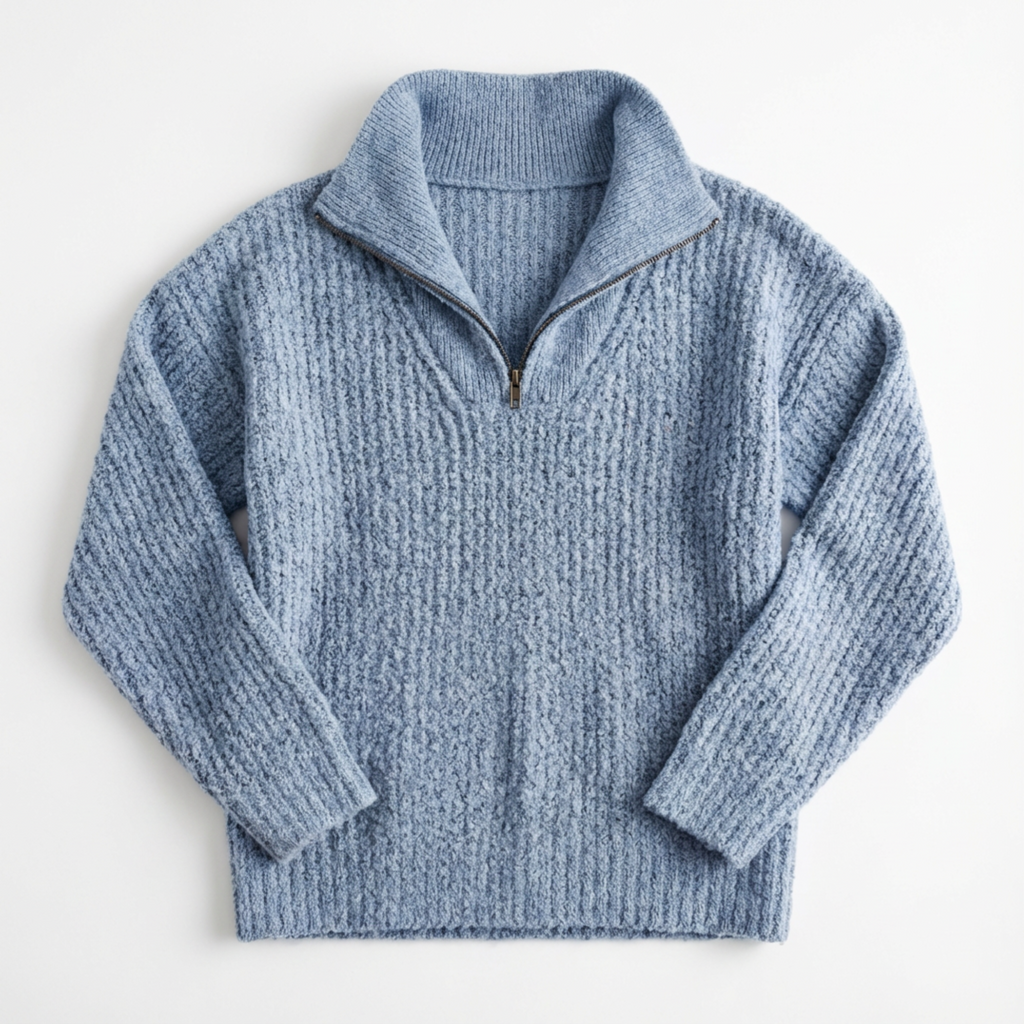 Sweater Women Half-Zip Neck Long Sleeve