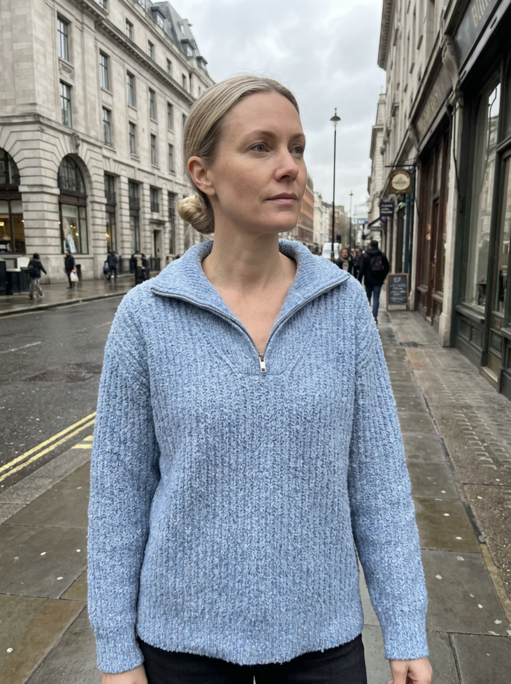 Sweater Women Half-Zip Neck Long Sleeve