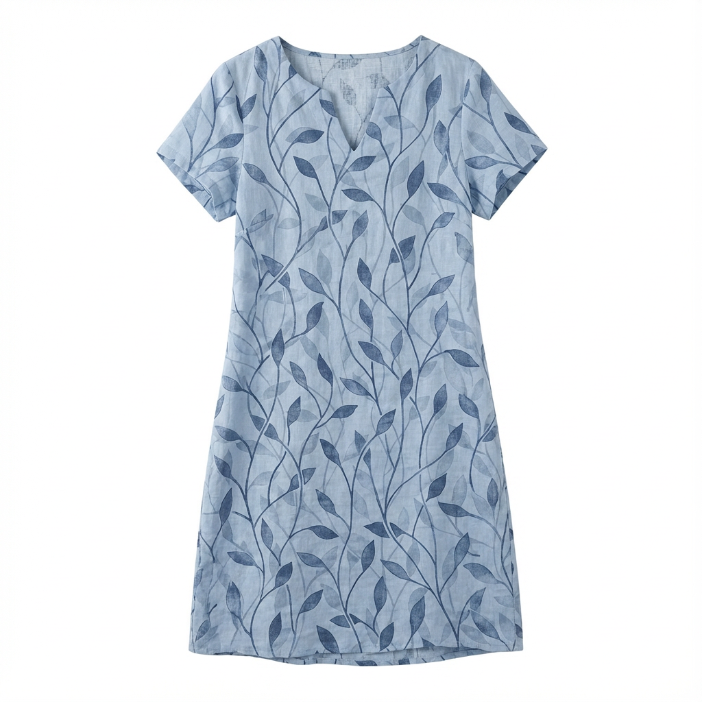 Summer Dress Women V-Neck Short Sleeve A-Line