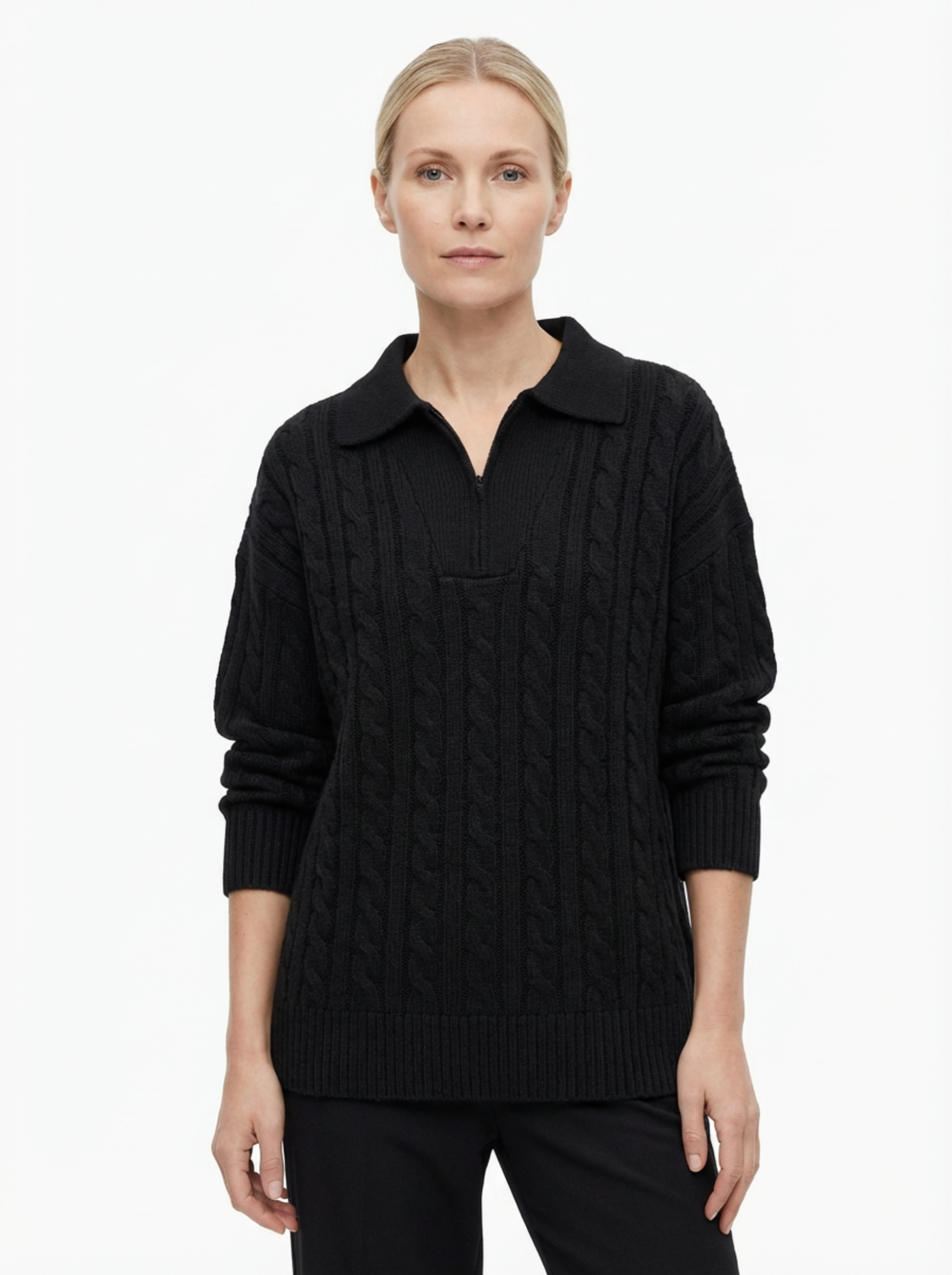 Sweater Women Half-Zip Neck Long Sleeve